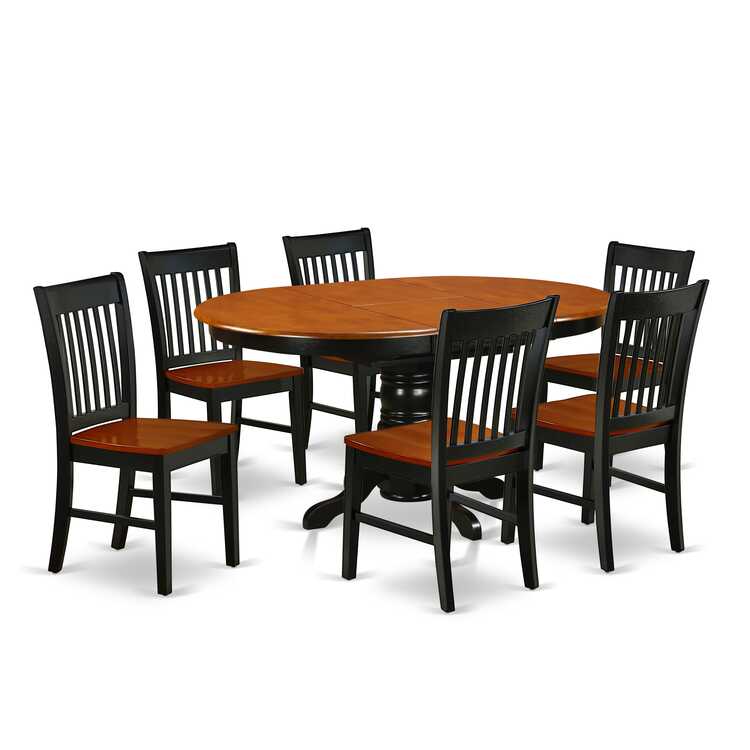 7Pc Oval 42/60 inch Family Dining Table With 18 In Leaf And Wood