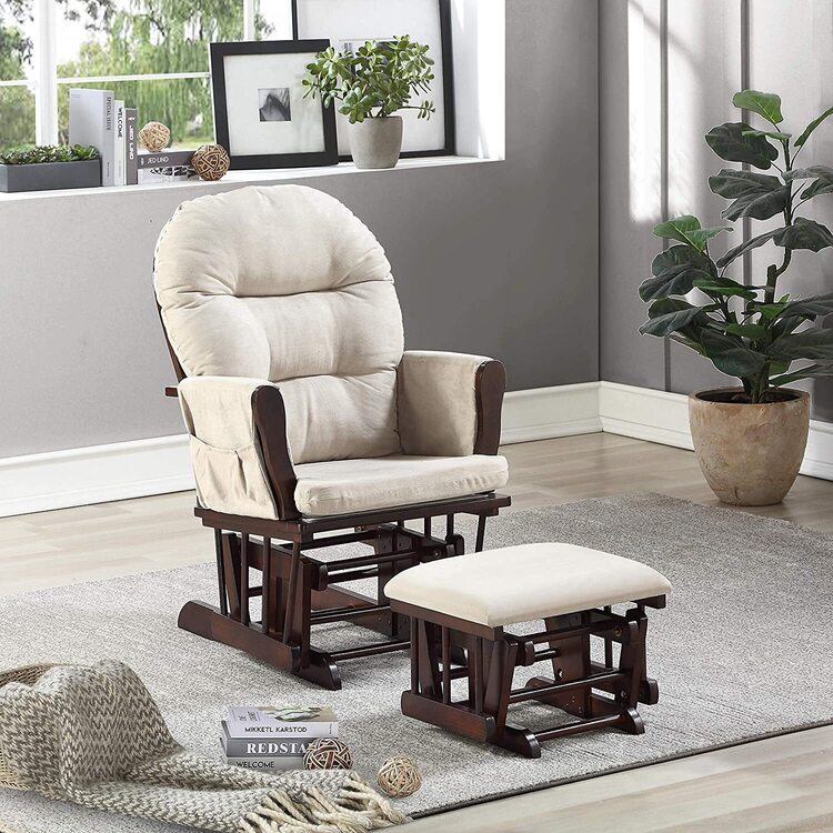 Finish: Espresso Cushion Color: Gray Chevron