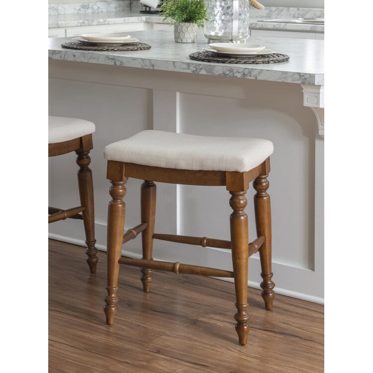 25 Backless Counter Stool Walnut Linen Finish 300 LBS Capacity - Linon - Image 3