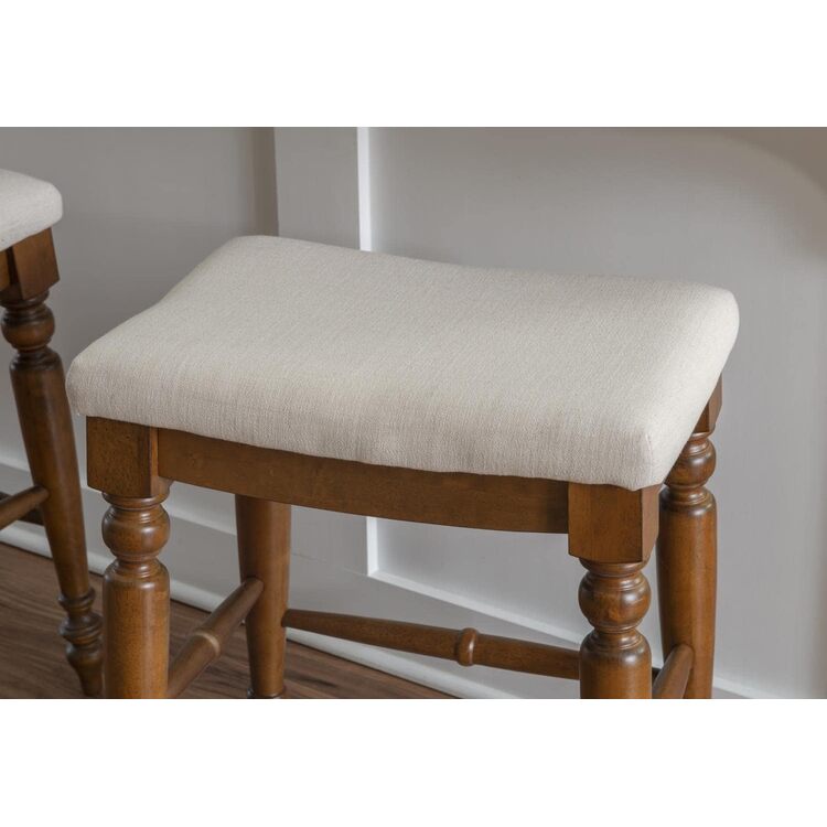 25 Backless Counter Stool Walnut Linen Finish 300 LBS Capacity - Linon - Image 4