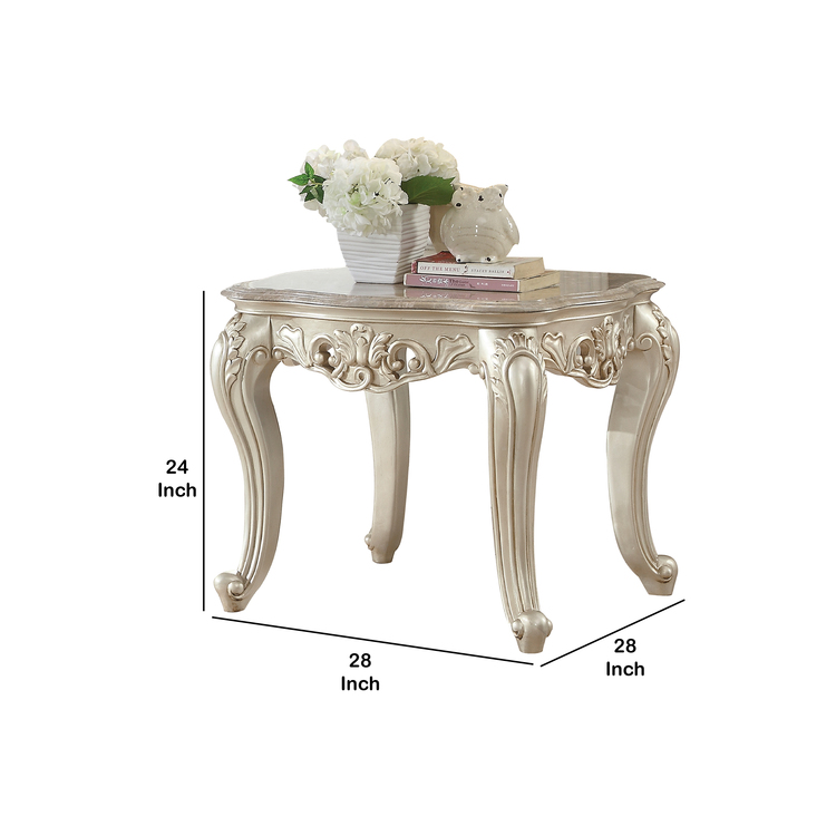 BenJara Traditional Style Marble Top End Table