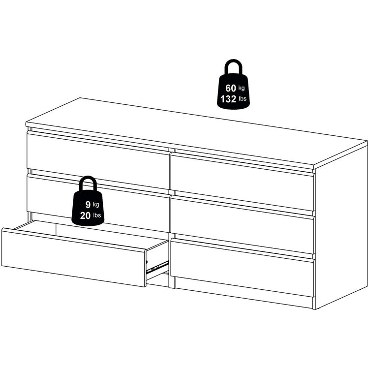 Tvilum Naia 6 Drawer Double Dresser - OJCommerce.com