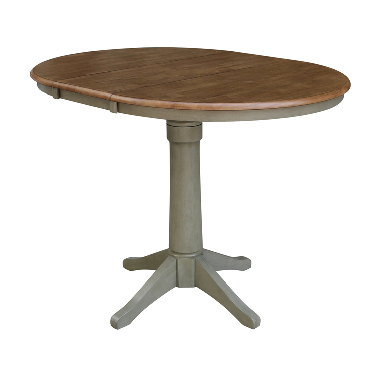 International Concepts 36" Round Top Pedestal Table With 12" Leaf - Counter Height - Thumbnail 3
