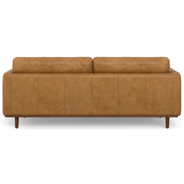 Simpli Home - Morrison 89 inch Wide Mid-Century Modern Sofa in Sienna Top Grain Genuine Leather - Sienna - Thumbnail 2