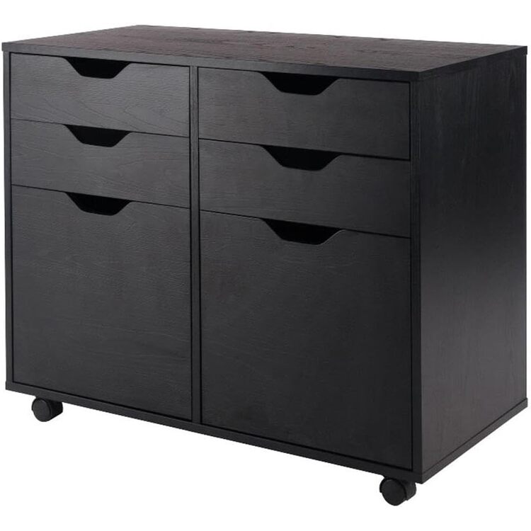Winsome Halifax 2-Door, 4-Drawer Mobile Cabinet, Black image - 1
