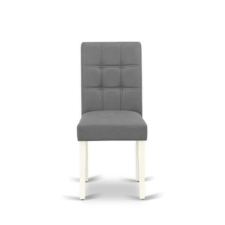 East West Furniture ASP2T41 Parsons Dining Chairs, Platinum Gray Faux Leather Seat, Set of 2, Linen White image - 1