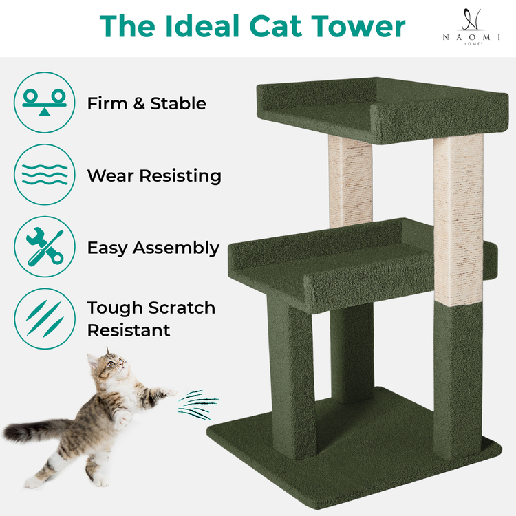 Naomi Home LuLu Cat Tree Tower for Large Cats, Indoor Cat Climbing