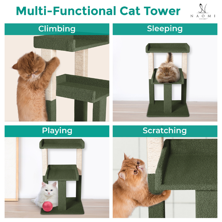 Naomi Home LuLu Cat Tree Tower for Large Cats, Indoor Cat Climbing