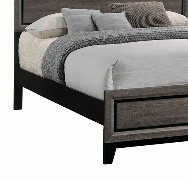 BenJara Transitional Queen Bed with Plank Panel Headboard and Low Footboard - Thumbnail 4