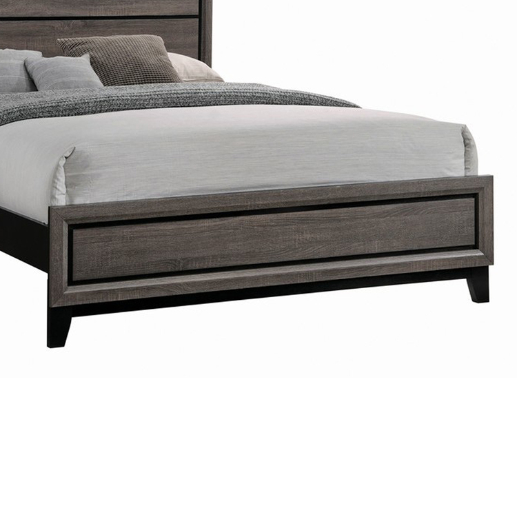 BenJara Transitional Queen Bed with Plank Panel Headboard and Low Footboard - Thumbnail 3