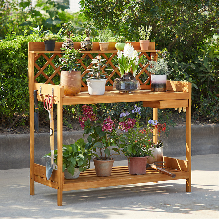 Leilani Wooden 3-Tier Flower Pot Shelf for Garden by Naomi Home image - 1