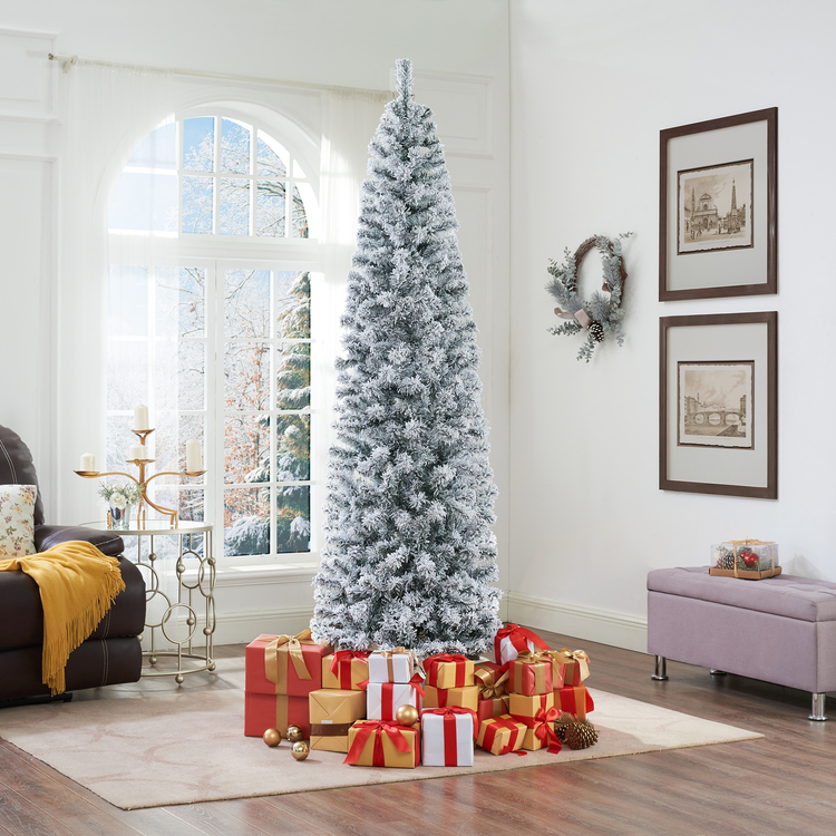 Naomi Home Snow Frosted Artificial Spruce Christmas Tree - Image 1