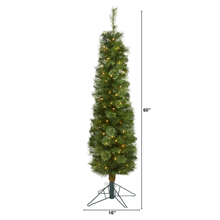 Nearly Natural 5ft. Green Pencil Artificial Christmas Tree with 100 Clear (Multifunction) LED Lights and 198 Bendable Branches - Image 2