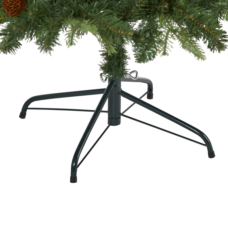 Nearly Natural 6ft. Wellington Spruce Look Artificial Christmas Tree with 300 Clear LED Lights and Pine Cones - Image 4
