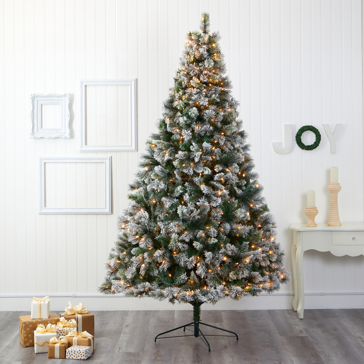 Nearly Natural 9ft. Flocked Oregon Pine Artificial Christmas Tree with 600 Clear Lights and 1580 Bendable Branches - Image 5