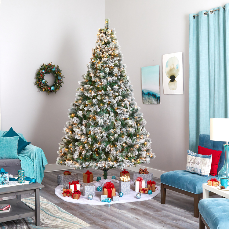 Nearly Natural 9ft. Flocked Oregon Pine Artificial Christmas Tree with 600 Clear Lights and 1580 Bendable Branches - Image 6