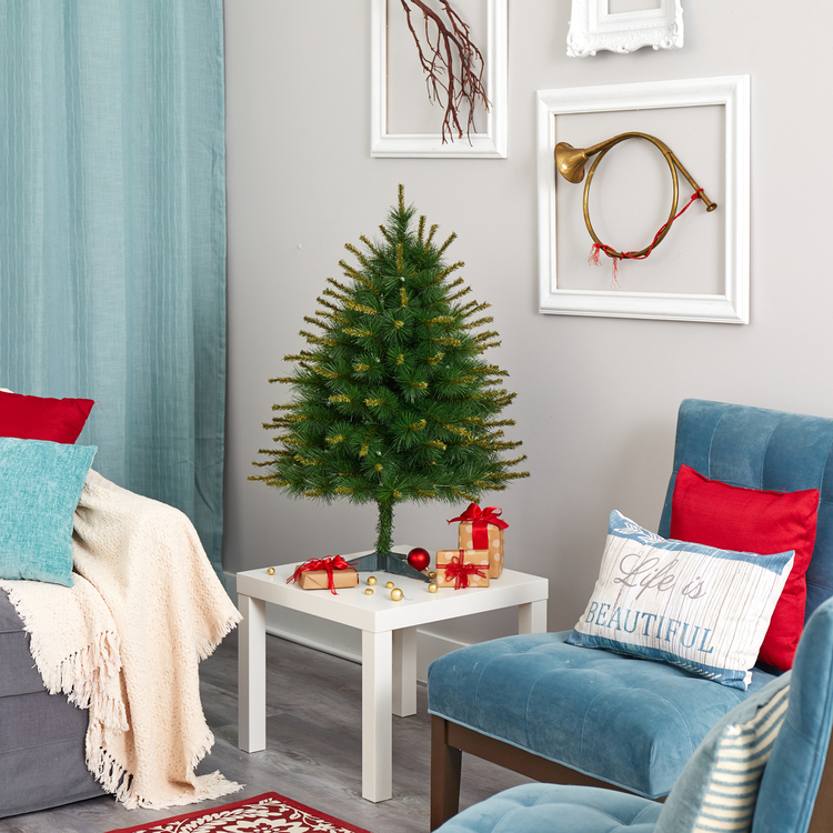 Nearly Natural 3ft. New England Pine Artificial Christmas Tree with 50 Clear Lights and 117 Bendable Branches - Image 7