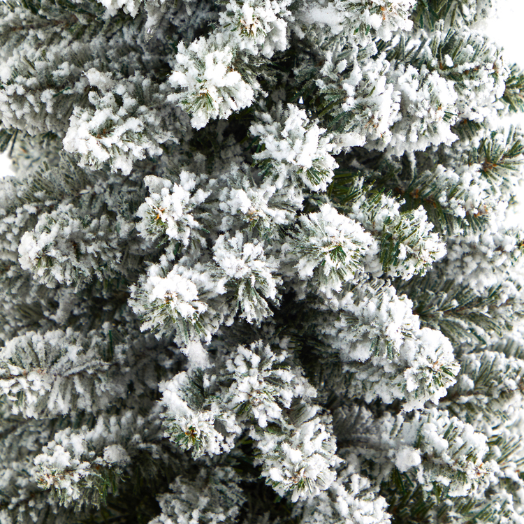 Nearly Natural 5.5ft. Flocked Pencil Artificial Christmas Tree with 200 Clear Lights and 318 Bendable Branches in Decorative Urn - Image 5