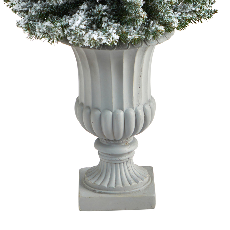 Nearly Natural 5.5ft. Flocked Pencil Artificial Christmas Tree with 200 Clear Lights and 318 Bendable Branches in Decorative Urn - Image 6