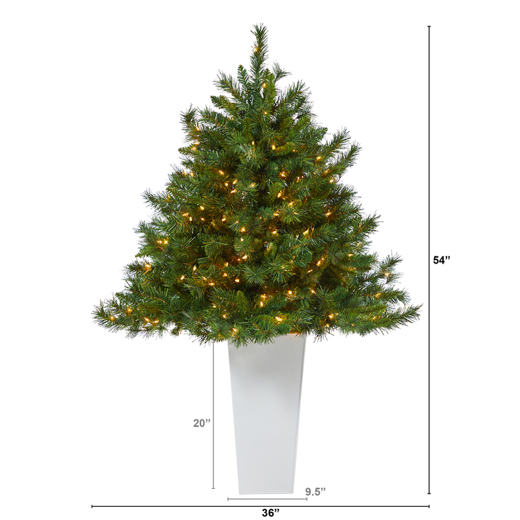 Nearly Natural Wyoming Mixed Pine Artificial Christmas Tree with 150 Clear Lights and 270 Bendable Branches in Tower Planter - Image 2
