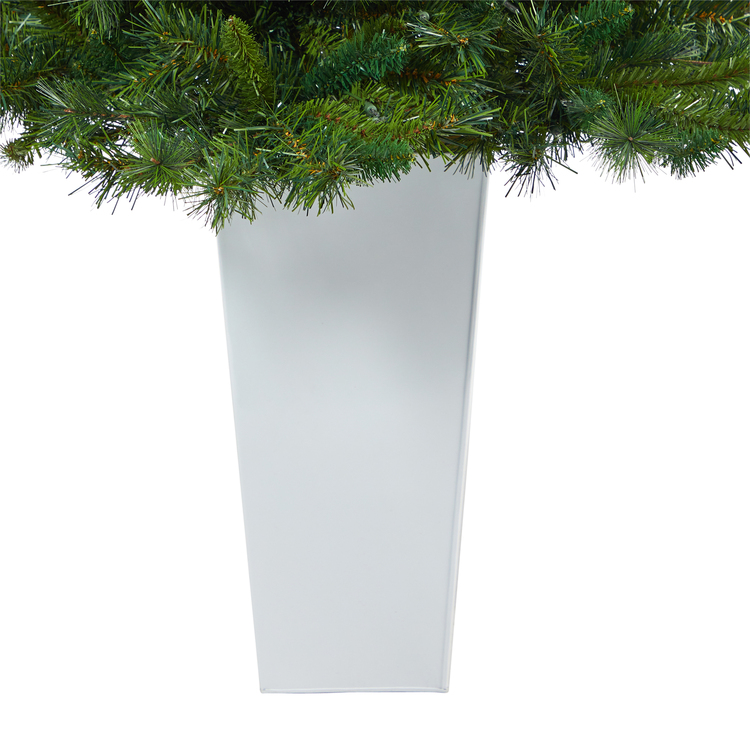 Nearly Natural Wyoming Mixed Pine Artificial Christmas Tree with 150 Clear Lights and 270 Bendable Branches in Tower Planter - Image 6