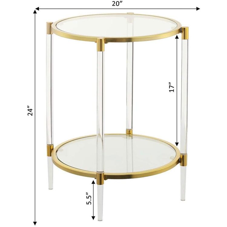 Convenience Concepts Royal Crest 2 Tier Acrylic Glass End Table, Rose Gold/Glass - Image 3