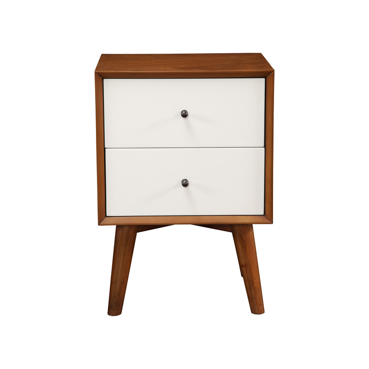 Alpine Furniture Mid Century Modern Nightstand - 2 Drawer Bedside Table - Image 2