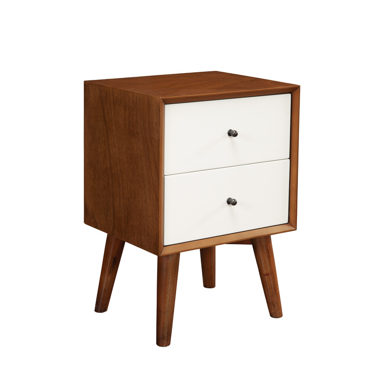 Alpine Furniture Mid Century Modern Nightstand - 2 Drawer Bedside Table - Image 3