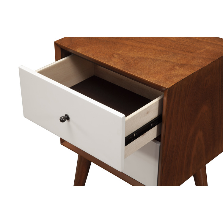 Alpine Furniture Mid Century Modern Nightstand - 2 Drawer Bedside Table - Image 4