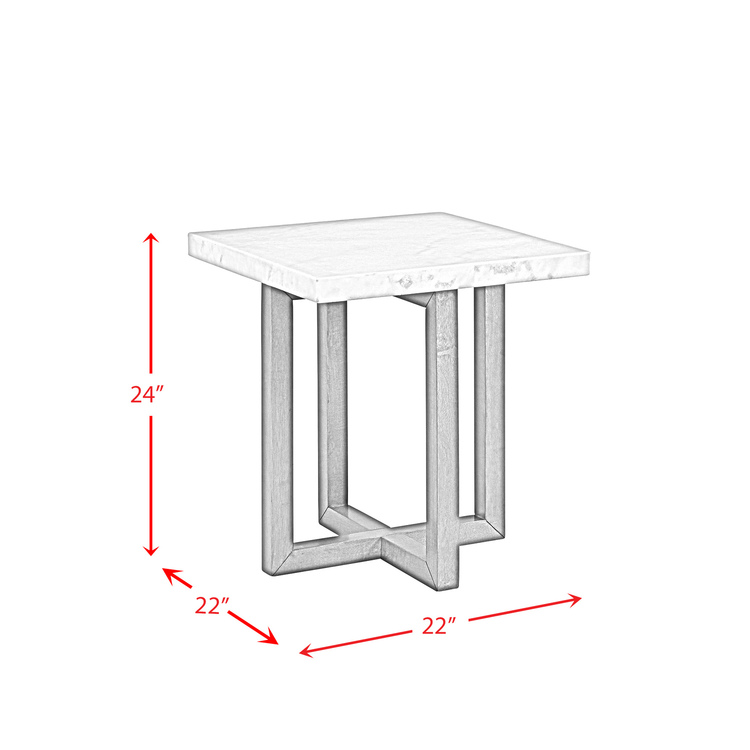 Picket House Furnishings White Marble Square End Table - Modern Living Room Accent Table - Image 4
