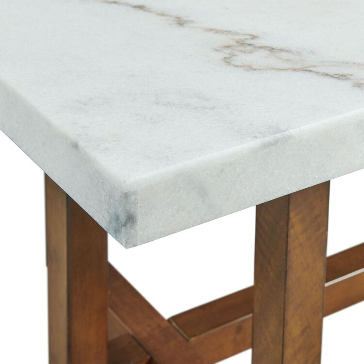 Picket House Furnishings White Marble Square End Table - Modern Living Room Accent Table - Image 5