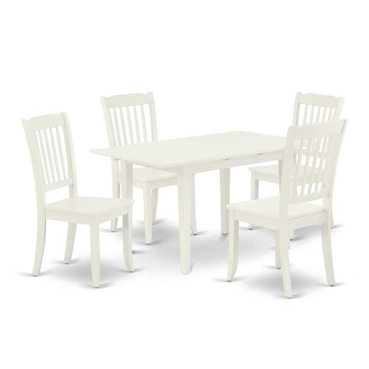 Modern 5 Piece Dining Set - Linen White Table & Chairs - OJCommerce.com
