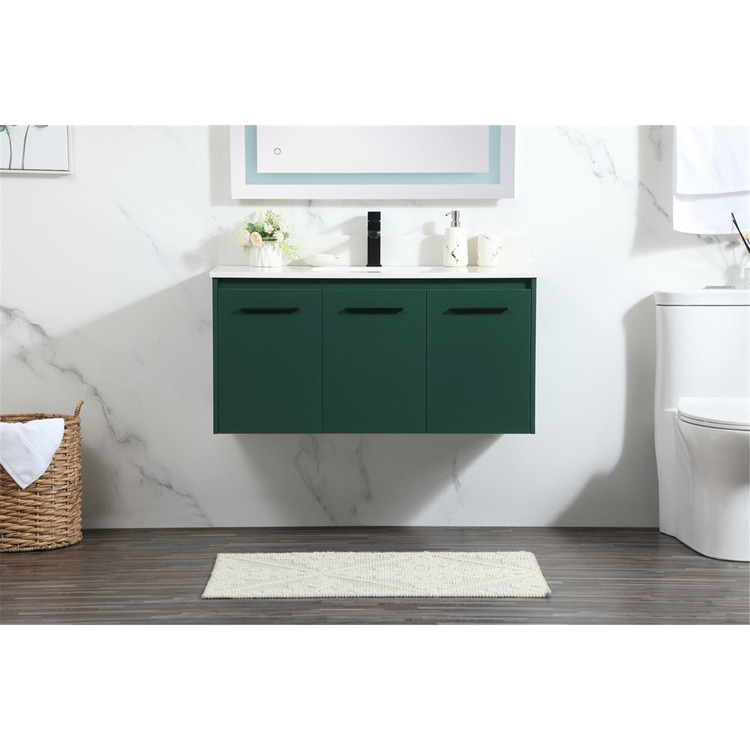Transitional 40 Inch Vanity Elegant Decor 40 inch single bathroom vanity in green with backsplash ...