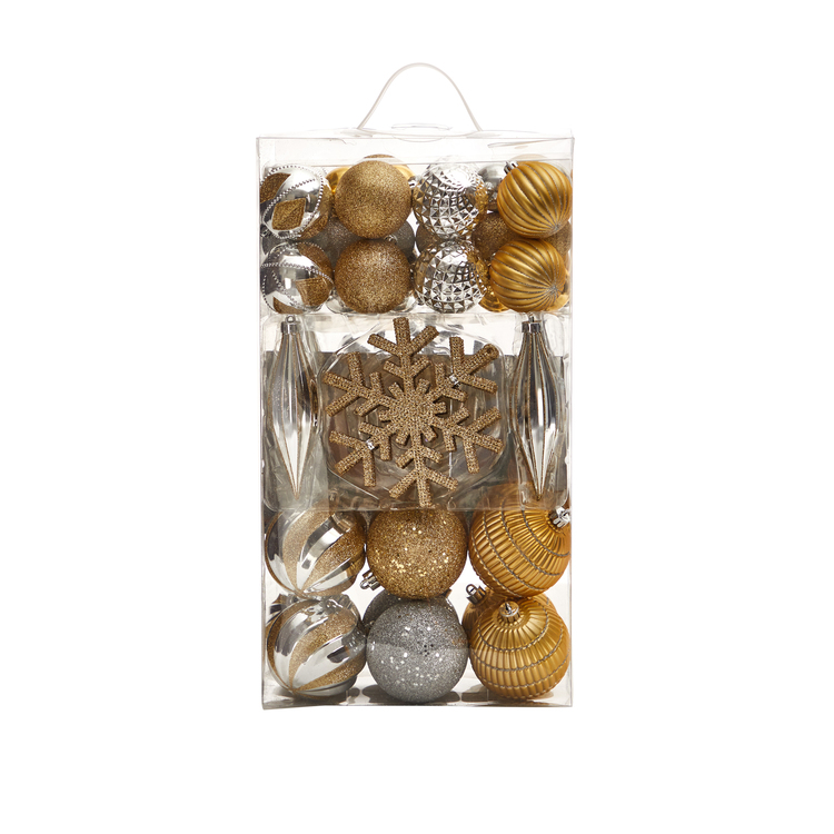 Nearly Natural Holiday Deluxe Shatterproof, 60 Count Christmas Tree Ornament Box Set, Re-Useable Container - Image 3