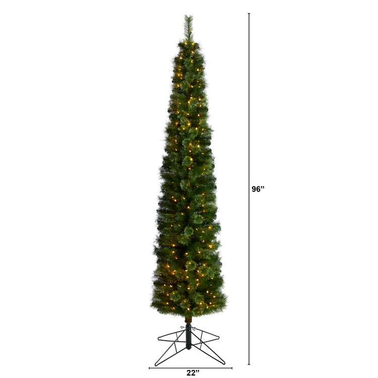 Nearly Natural 8ft. Green Pencil Artificial Christmas Tree with 200 Clear (Multifunction) LED Lights and 402 Bendable Branches - Image 2