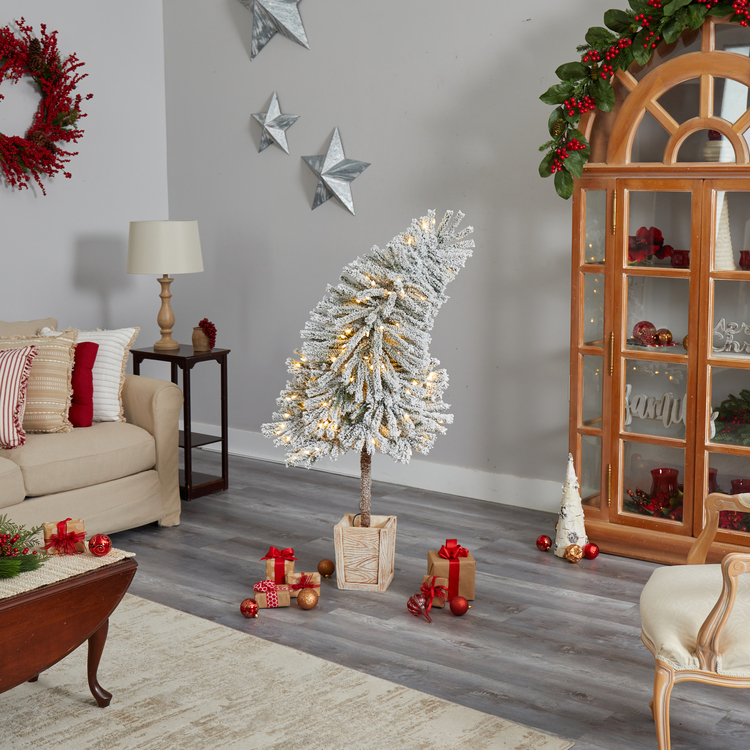 Winter Flocked Artificial Christmas Tree Pre-Lit 150 LED Lights 5ft - Image 12