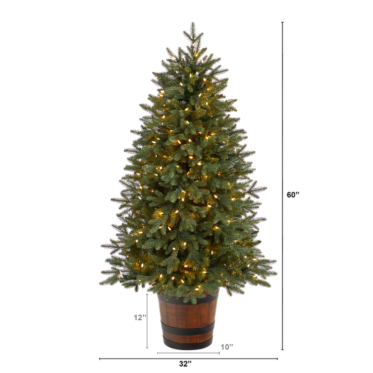 5ft Pre-Lit Artificial Christmas Porch Tree with 200 LED Lights - Image 2