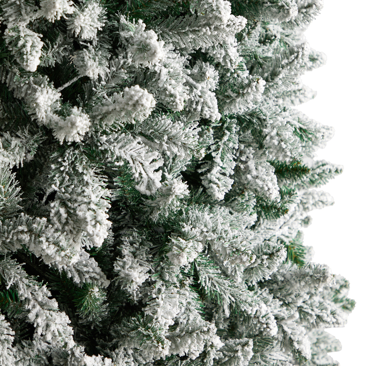 Nearly Natural 10ft. Slim Flocked Montreal Fir Artificial Christmas Tree with 800 Warm White LED Lights and 2420 Bendable Branches - Image 5