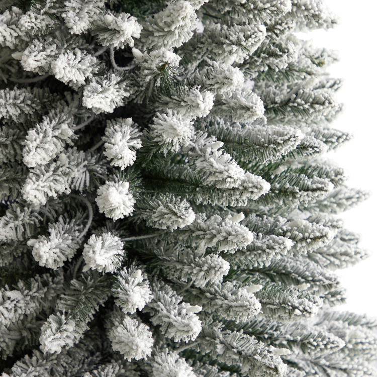 Nearly Natural 11ft. Flocked Pencil Artificial Christmas Tree with 850 Clear Lights and 1435 Bendable Branches - Image 5