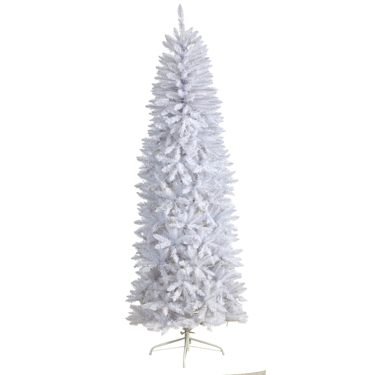 Nearly Natural 7ft. Slim White Artificial Christmas Tree with 300 Warm White LED Lights and 955 Bendable Branches - Image 3