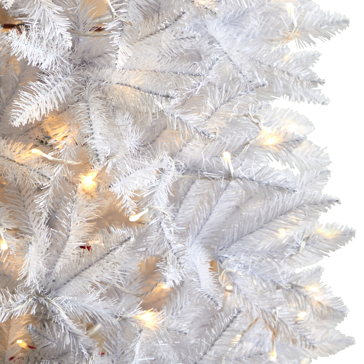 Nearly Natural 7ft. Slim White Artificial Christmas Tree with 300 Warm White LED Lights and 955 Bendable Branches - Image 4