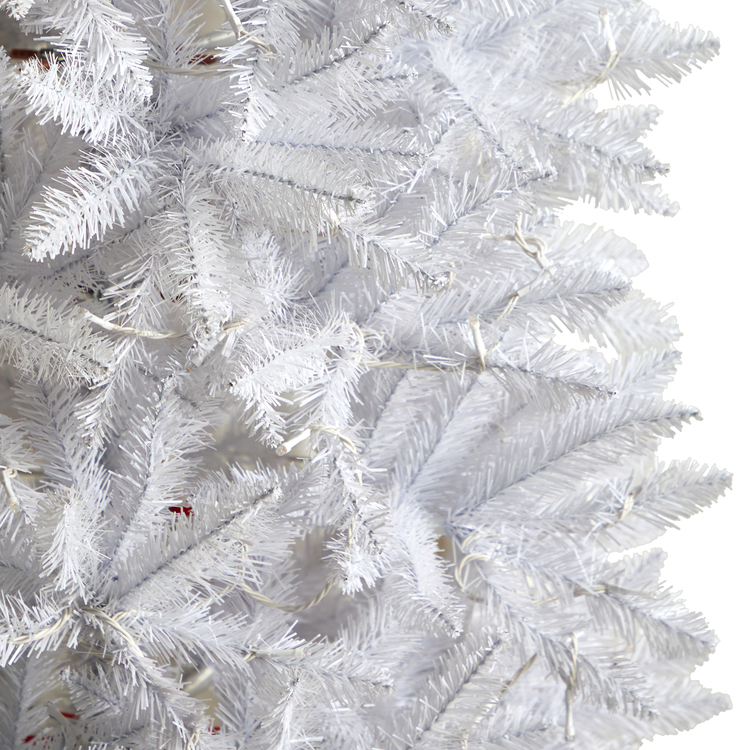 Nearly Natural 7ft. Slim White Artificial Christmas Tree with 300 Warm White LED Lights and 955 Bendable Branches - Image 5