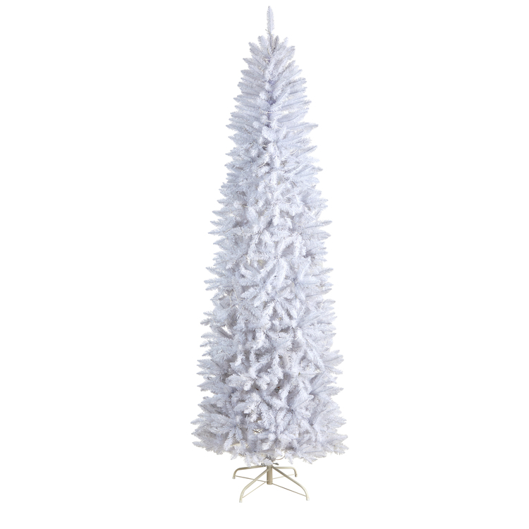 Nearly Natural 8ft. Slim White Artificial Christmas Tree with 400 Warm White LED Lights and 1348 Bendable Branches - Image 3