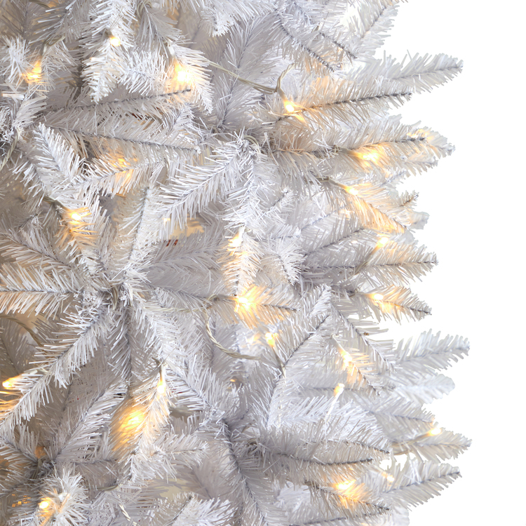 Nearly Natural 8ft. Slim White Artificial Christmas Tree with 400 Warm White LED Lights and 1348 Bendable Branches - Image 4
