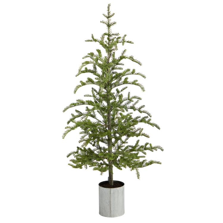 Nearly Natural 5.5ft. Pre-Lit Pine Artificial Christmas Tree in Decorative Planter with 150 Lights - Image 3