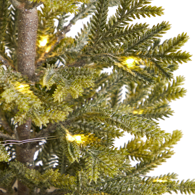 Nearly Natural 26in. Pine Look Artificial Christmas Tree with 35 Warm White Lights in Rustic Metal Planter - Image 4