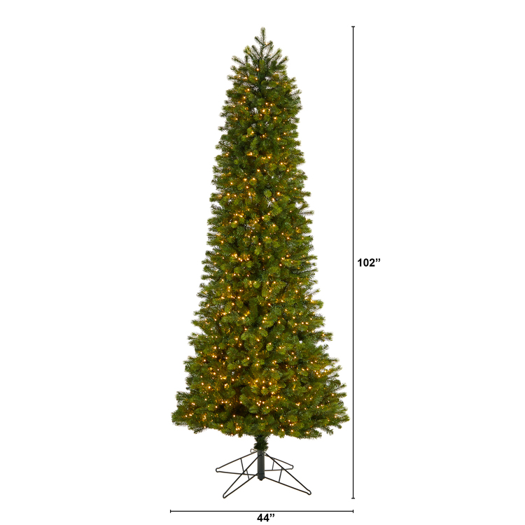 Nearly Natural 8.5ft. Slim Colorado Mountain Spruce Artificial Christmas Tree with 900 (Multifunction with Remote Control) Warm White Micro LED Lights with Instant Connect Technology and 1664 Bendable Branches - Image 2