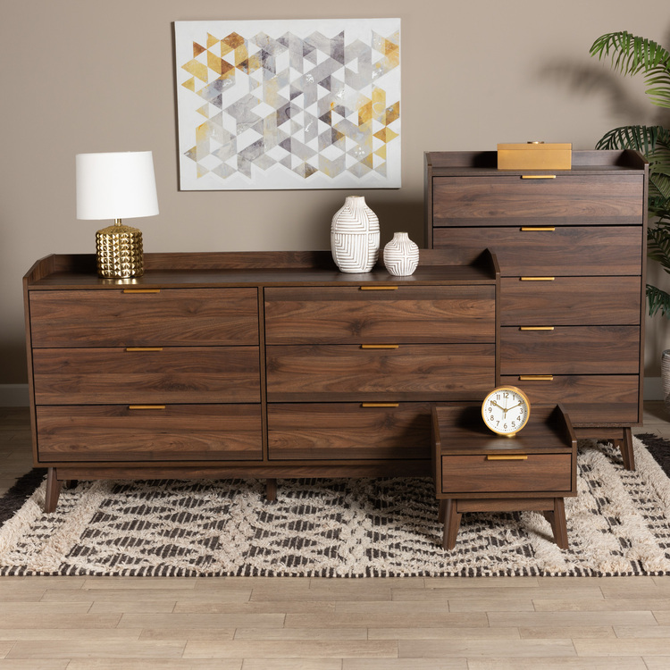 Baxton Studio Lena Mid-Century Modern Walnut Brown Finished Wood 3-Piece Storage Set image - 1