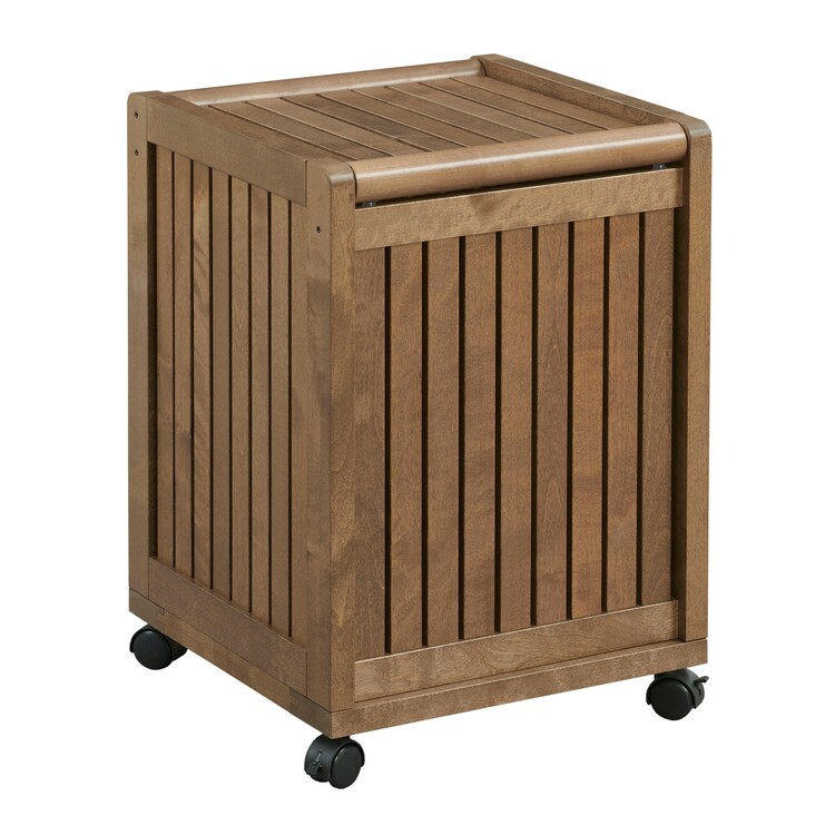 New Ridge Home Goods Wood Laundry Hamper with Lid & Casters - Stylish Storage image - 1