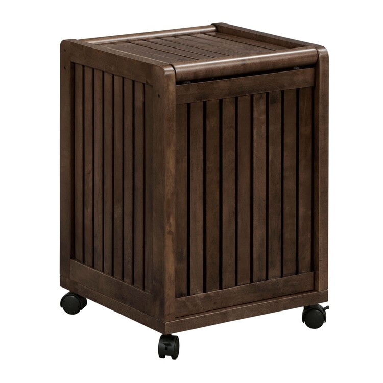 New Ridge Home Goods Abingdon Wood Laundry Hamper with Hinged Lid and Casters for Mudroom, Laundry Room, Entryway, Espresso image - 1